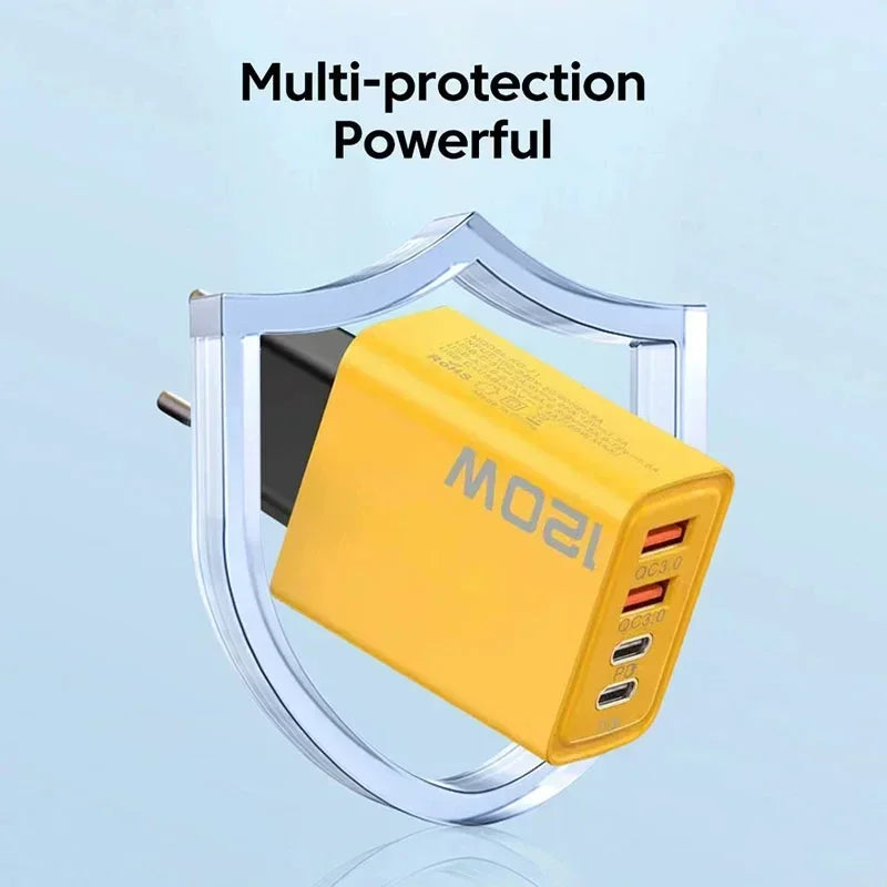 Xiaomi 120W Ultra Fast Charger 4Port USB C PD Quick Charging USB 3.0 Type C EU US Plug Charger For Xiaomi iPhone 15 Pro Max