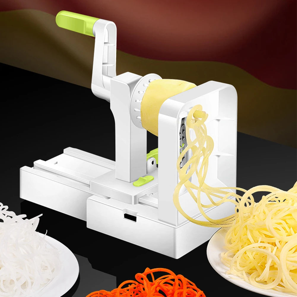 Foldable Vegetable Spiralizer with Extra Blade Box Hand Crank Grater Vegetable Shredder with Handle for Cucumber Potato Zucchini