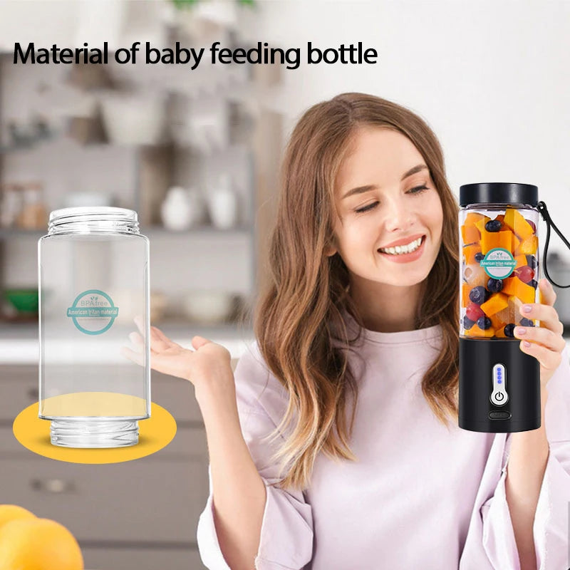 530ML Electric Portable Juicer Household Usb Rechargeable Juice Machine Small Juicer ABS Plastic Mini Juicer Blender Cup