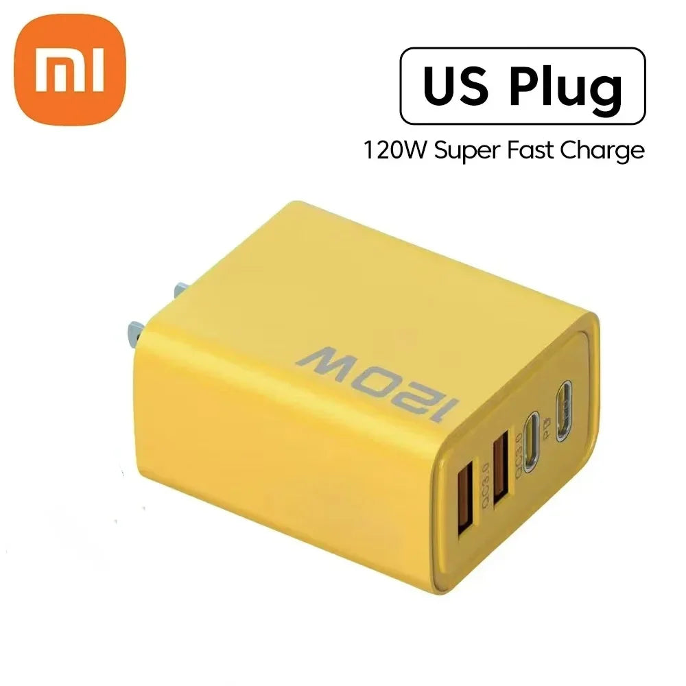 Xiaomi 120W Ultra Fast Charger 4Port USB C PD Quick Charging USB 3.0 Type C EU US Plug Charger For Xiaomi iPhone 15 Pro Max