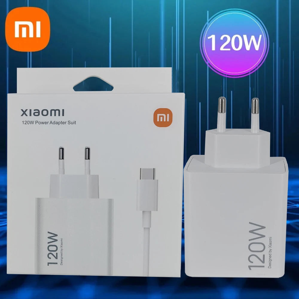 Original Xiaomi 120W Turbo Fast Charger With EU/US Adapter And USB Type C Cable