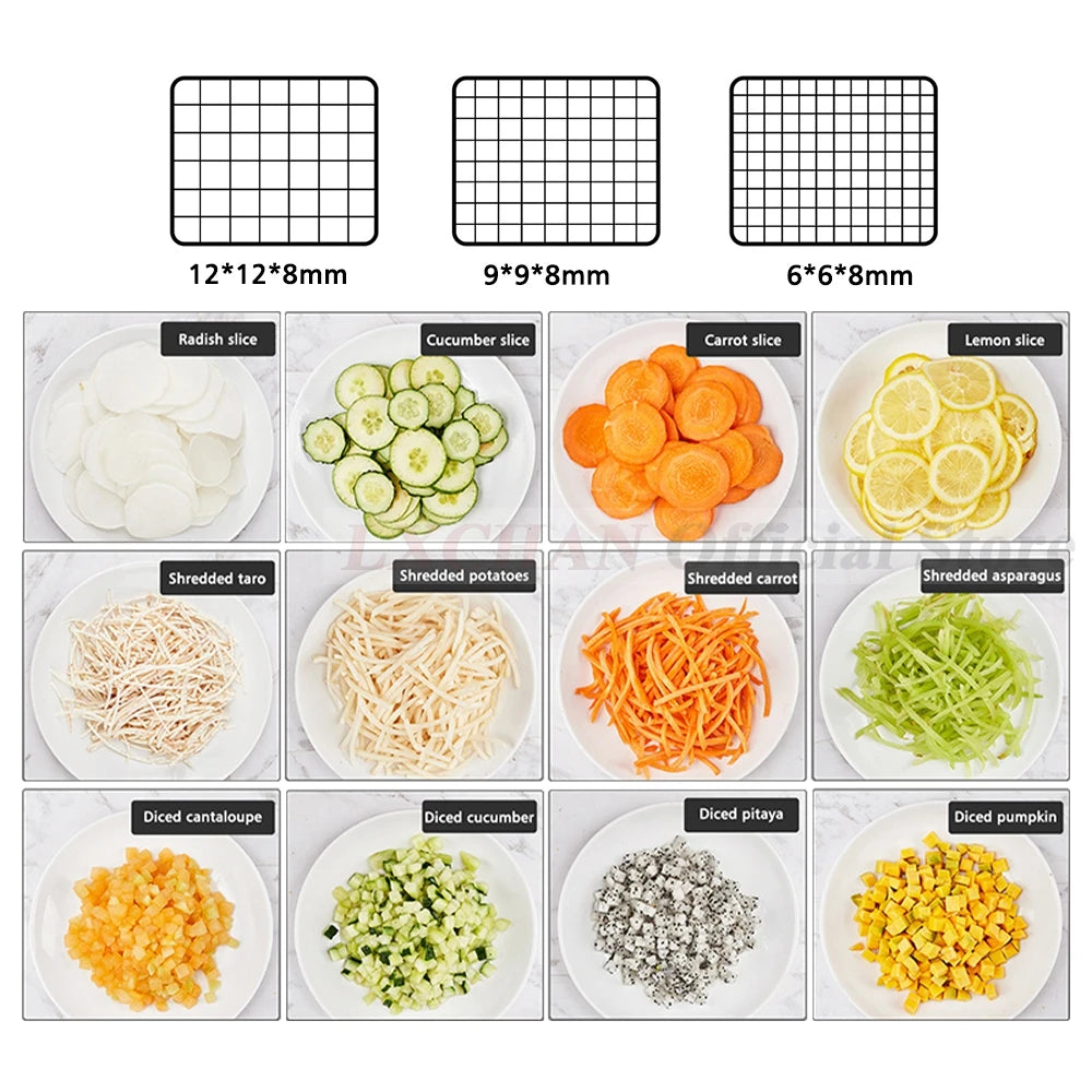 LXCHAN K8600 Vegetable Cutter Slicing Shredding Dicing Maker Multifunctional Food Processor with 3 Blade Multifunctional Cutter