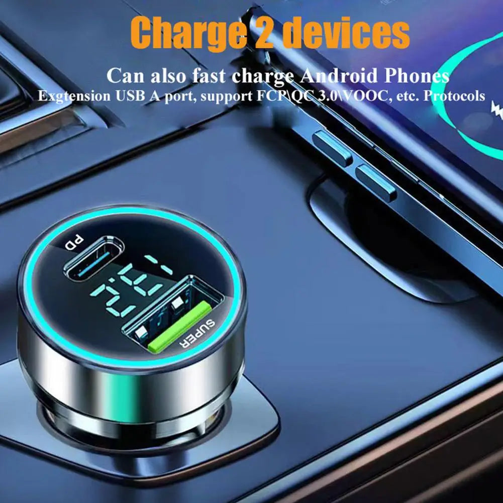 Quick Car Charger 12-24V Dual USB Type C 120W+PD20W For IPhone13 Pro Phone Car Fast Charging
