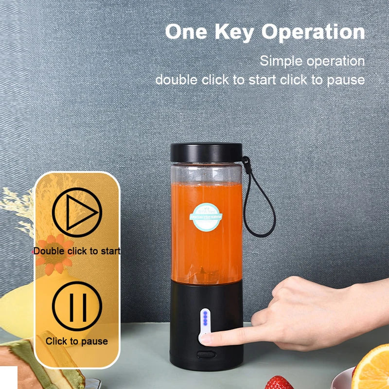 530ML Electric Portable Juicer Household Usb Rechargeable Juice Machine Small Juicer ABS Plastic Mini Juicer Blender Cup