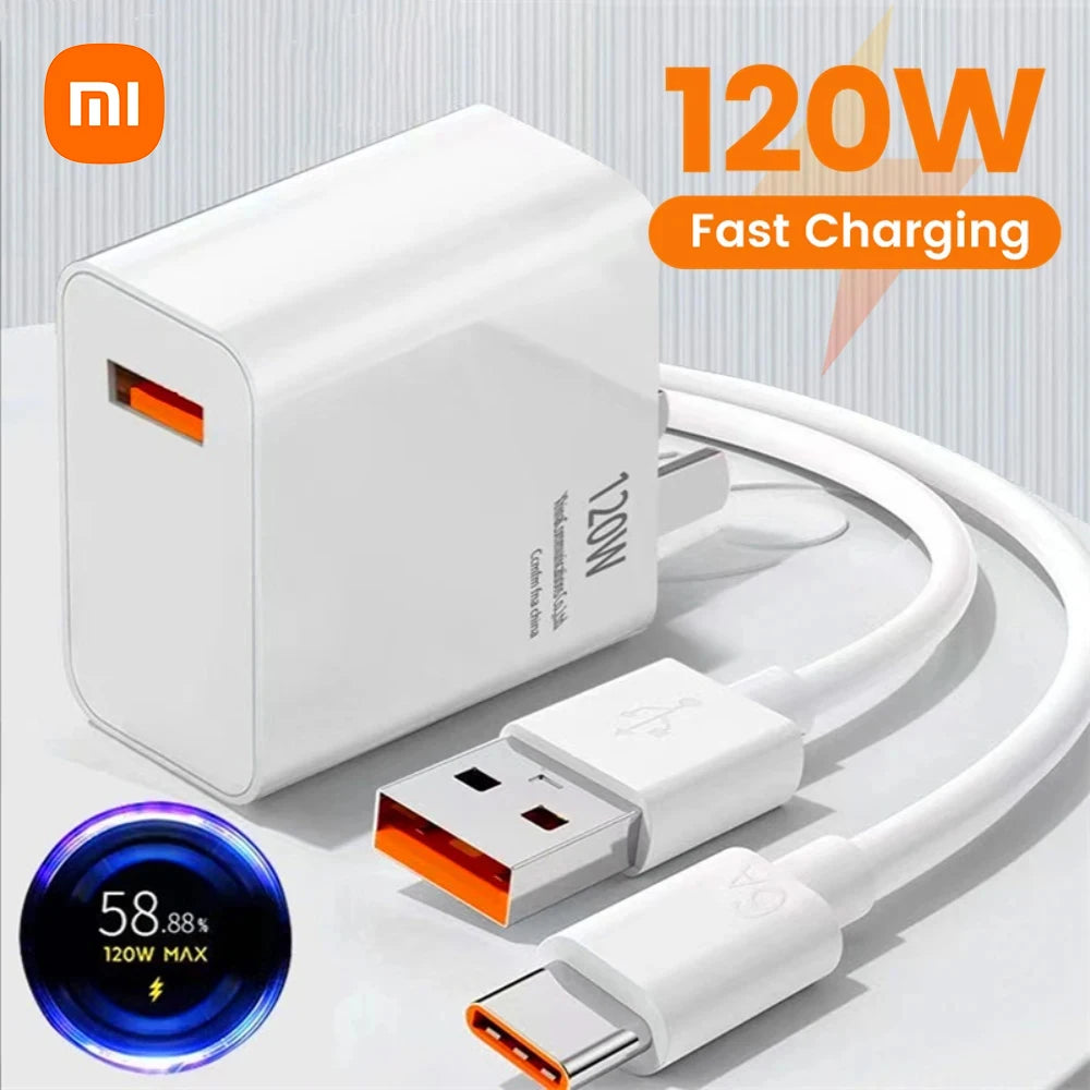 Original Xiaomi 120W Turbo Fast Charger With EU/US Adapter And USB Type C Cable