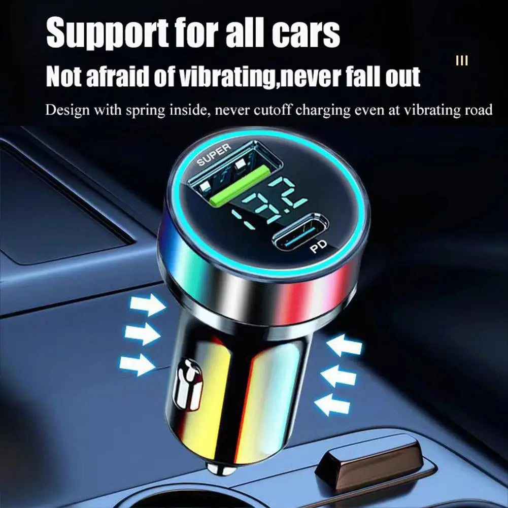Quick Car Charger 12-24V Dual USB Type C 120W+PD20W For IPhone13 Pro Phone Car Fast Charging