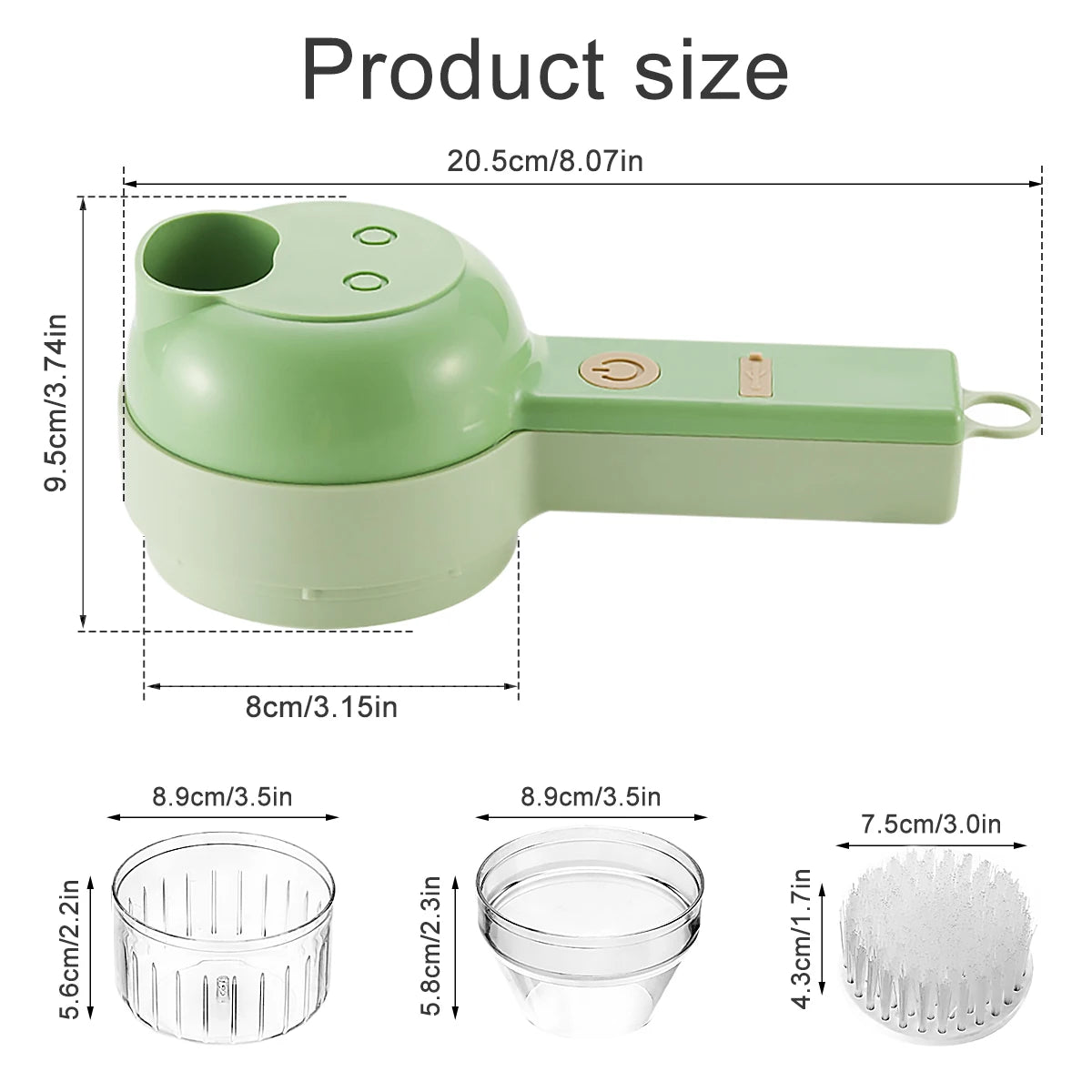 Electric Vegetable Cutter 4 In 1 Handheld Durable Chili Garlic Crusher Ginger Masher Meat Crushe Slicer Kitchen Chopper Tool Set