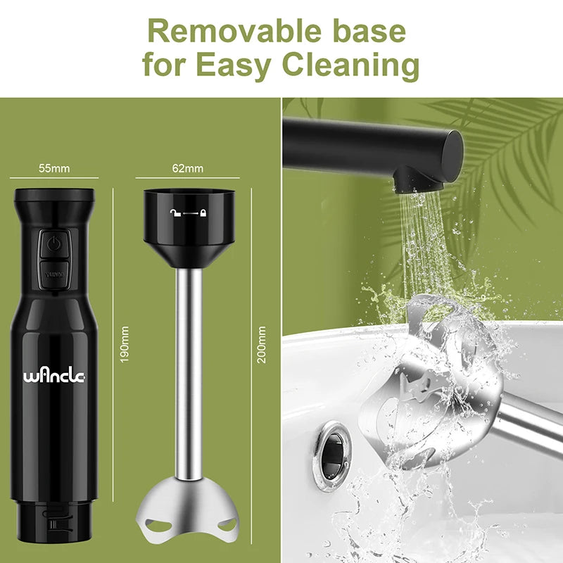 Wancle 600W Electric Hand Immersion Blender Multifunctional Kitchen Mixer For Baby Food Vegetable Meat Grinder Turbo Function