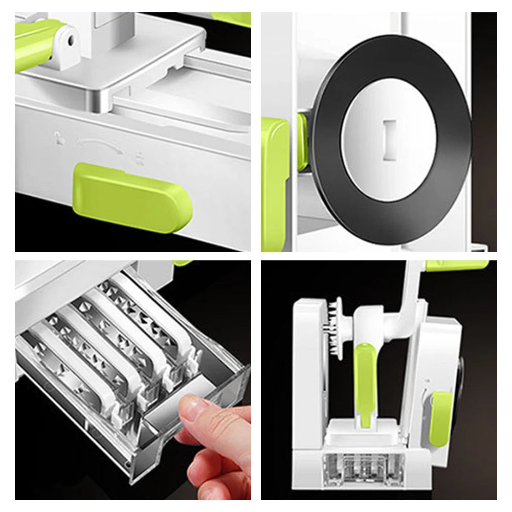 Foldable Vegetable Spiralizer with Extra Blade Box Hand Crank Grater Vegetable Shredder with Handle for Cucumber Potato Zucchini