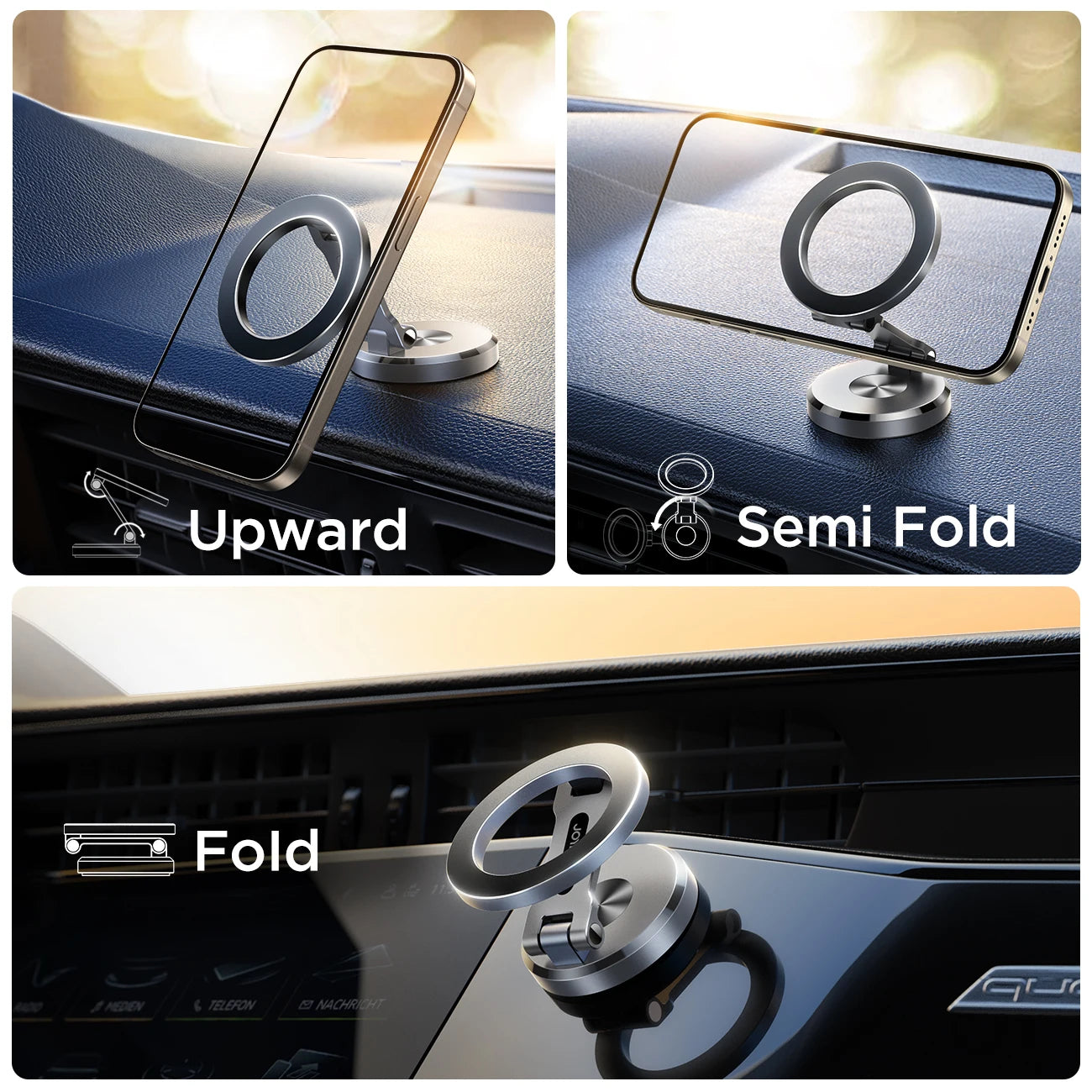 Joyroom Alloy Foldable Car Phone Holder for MagSafe 360° Adjustable Magnetic Car Mount Stand for iPhone 15 14 13 12 Pro Max