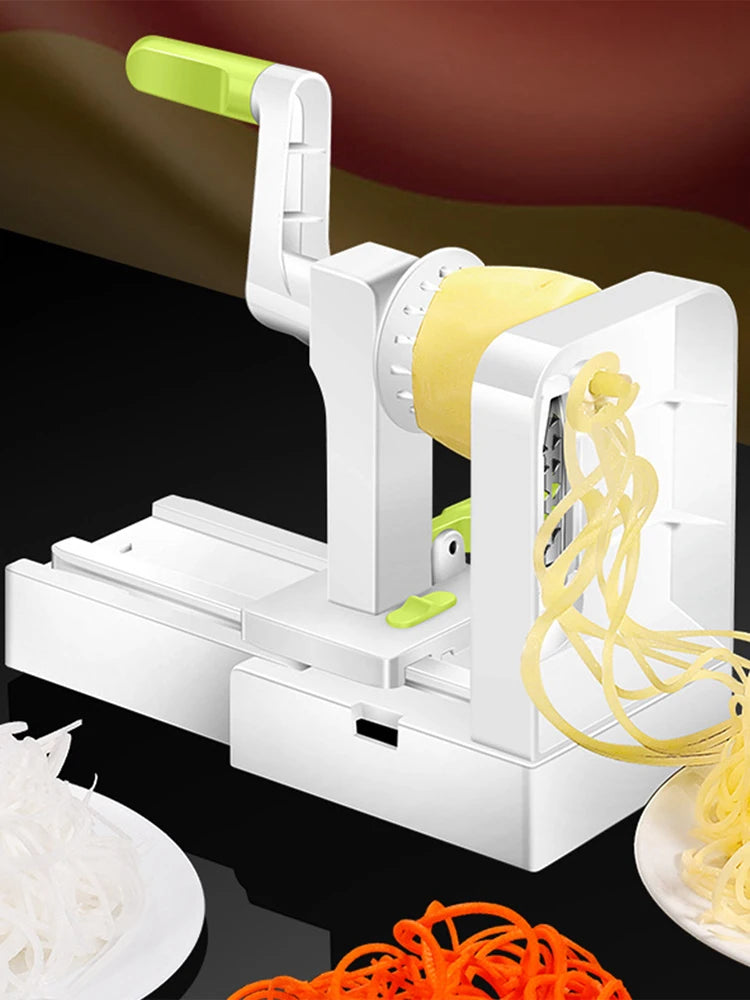 Foldable Vegetable Spiralizer with Extra Blade Box Hand Crank Grater Vegetable Shredder with Handle for Cucumber Potato Zucchini