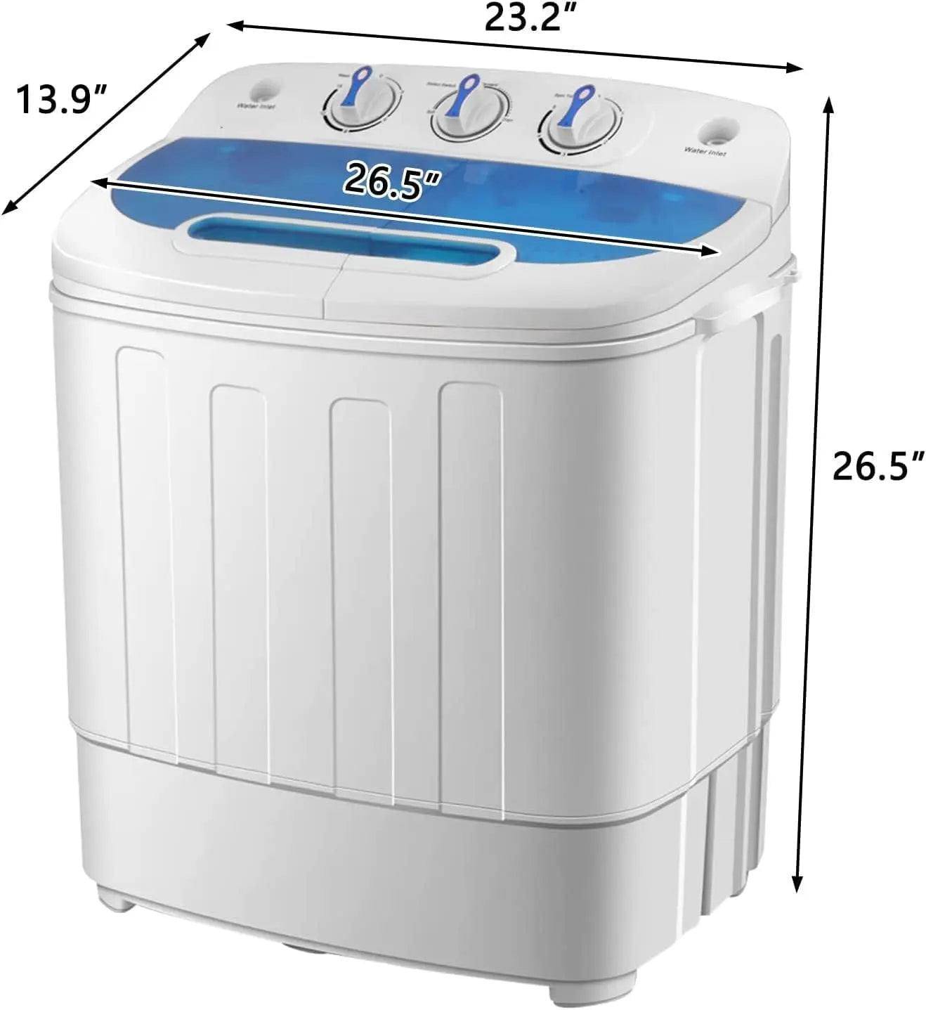 15LBS Portable Washing Machine, Electric Washer and Dryer Combo with Washer(9lbs) & Spiner(6lbs) & Built-in Pump Draining